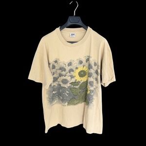 Vintage 90's Anvil Sunflower Long Beach T-Shirt XL Tan Made in USA Cotton